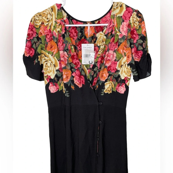 NWT Free People Black Jaimie Floral Midi Dress Size Small Retail $168 - Picture 5 of 9